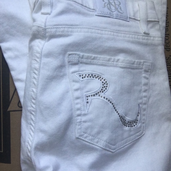 Rock & Republic White Jewel Embellished Jean Size8 - Picture 7 of 10